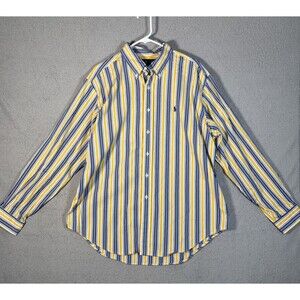 Ralph Lauren Long Sleeve Button Down Shirt Men’s Sz XL Yellow White Blue Stripes